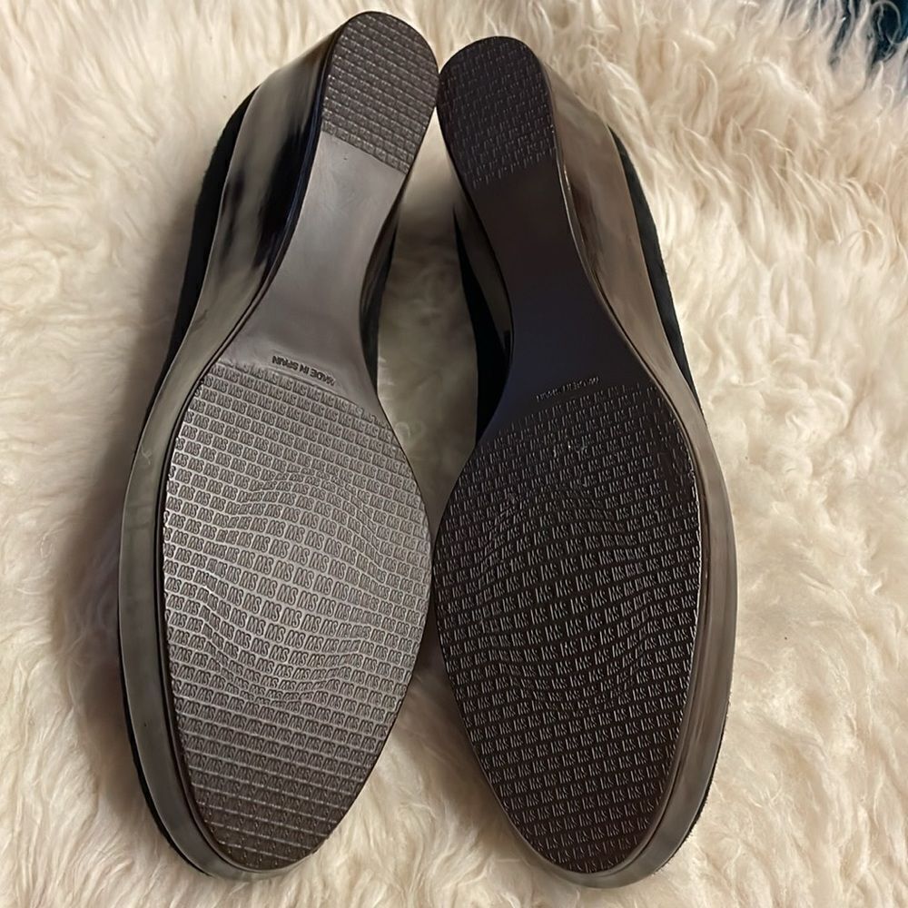 NEW Stuart Weitzman Black Suede Wedge Loafers Sz 10 - Picture 9 of 9